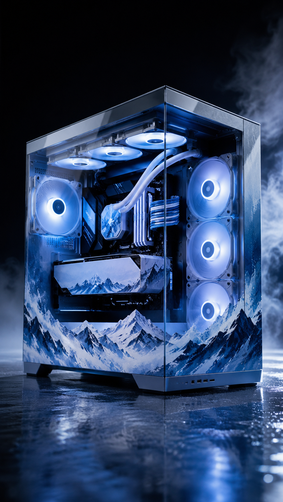Arctic Fade hand-painted PC build