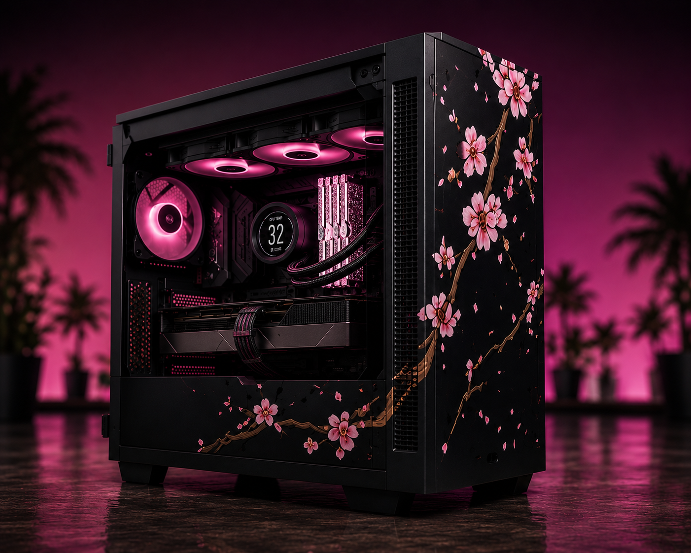 Sakura Storm hand-painted PC build